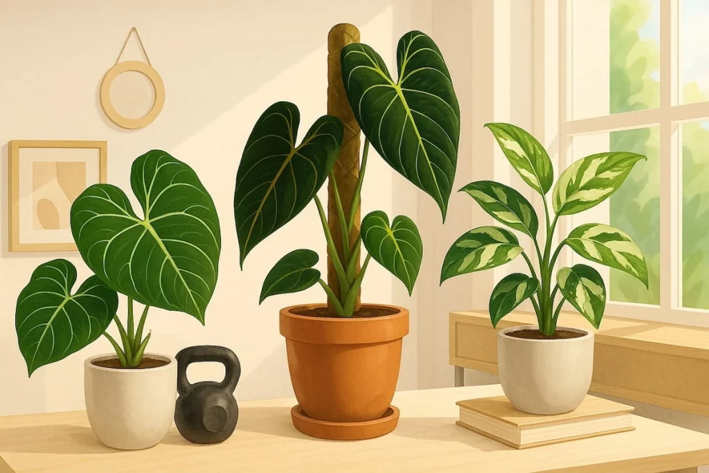 Varios philodendrons generados por IA