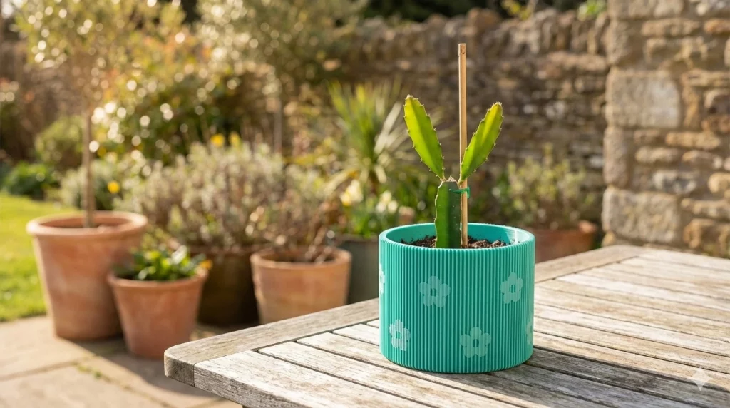 Pitahaya creciendo en una maceta