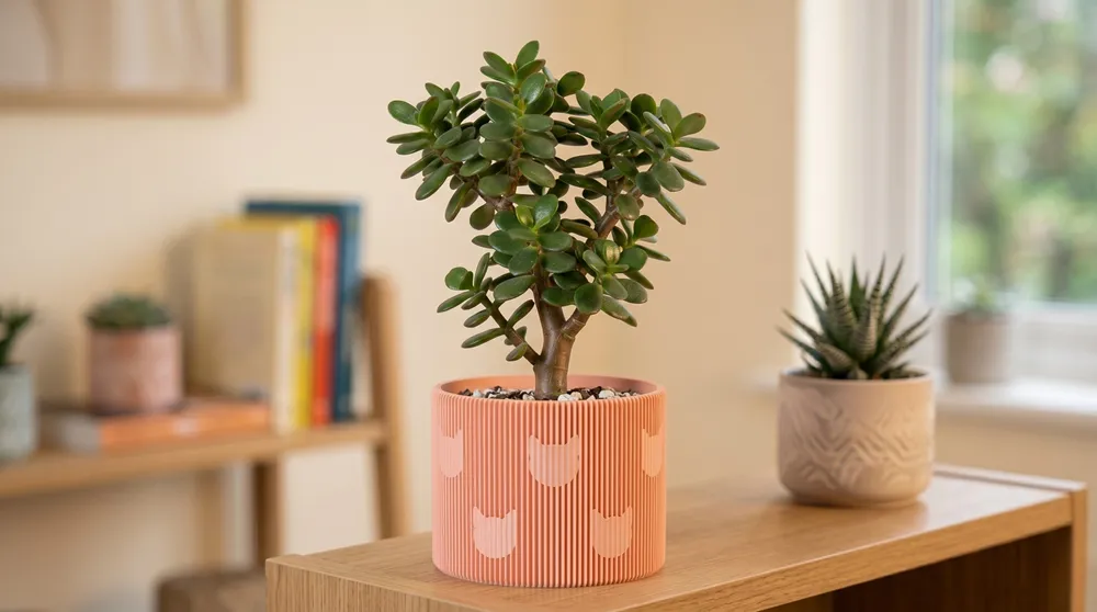 Una crassula ovata en una maceta