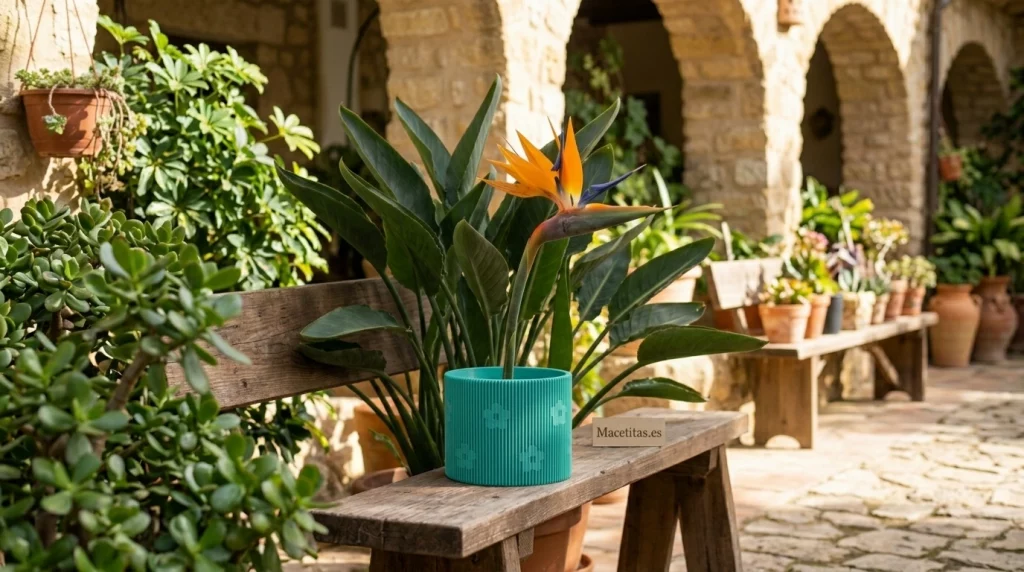 Una strelitzia en maceta